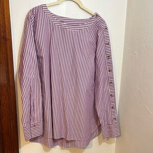 Talbots Burgundy Striped Button Down Shirt